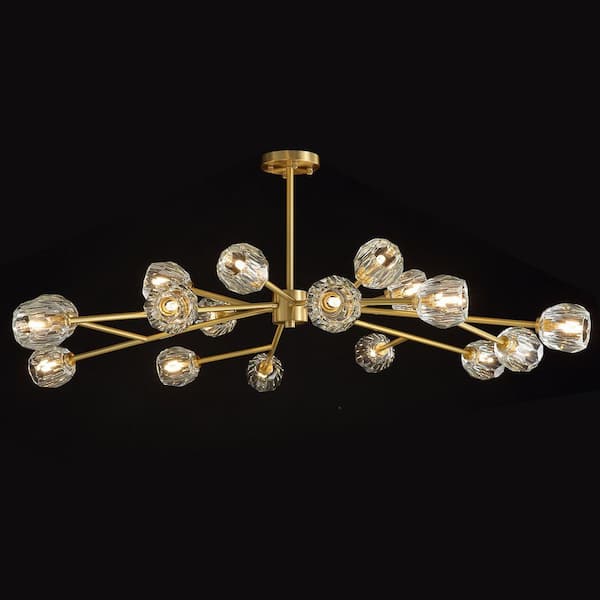 SILJOY 18-Light Crystal Brass Modern Chandelier