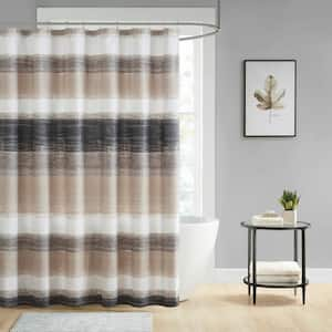 Barret 72 in. W x 72 in. L Polyester in Taupe/Black Shower Curtain