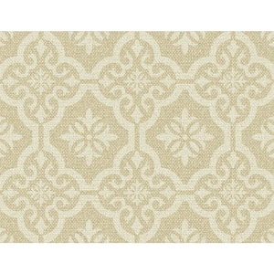 60.75 sq. ft. Light Khaki Wembley Moroccan Lattice Unpasted Embossed Vinyl Wallpaper Roll