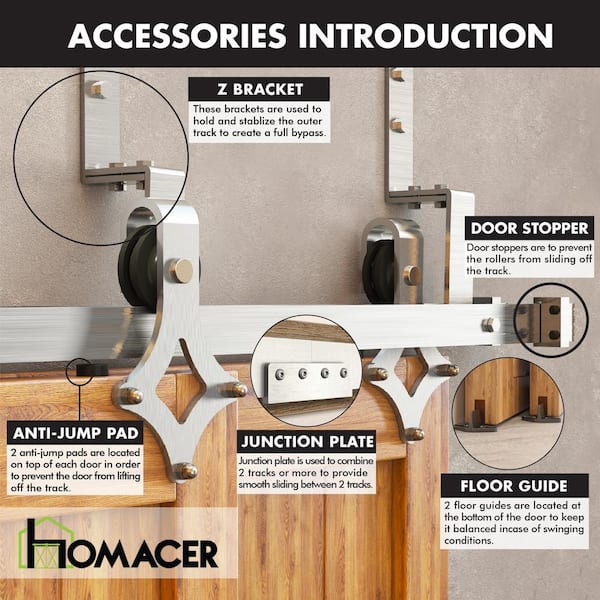 HOMACER 13 ft./156 in. Brushed Nickel Double Track Bypass Z HOMACER 13 ft./156 in. Brushed Nickel Double Track Bypass Z