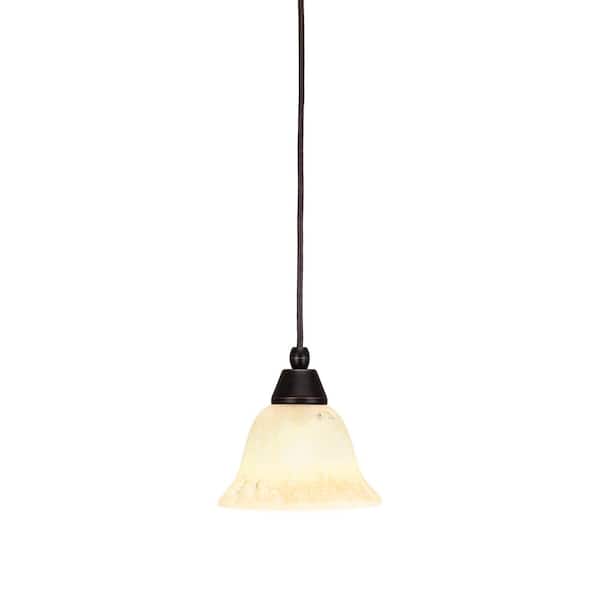 Unbranded Bryson 100-Watt 1-Light Brown Shaded Pendant Light Mini Pendant with 7" Italian Marble Glass Shade, No bulb included