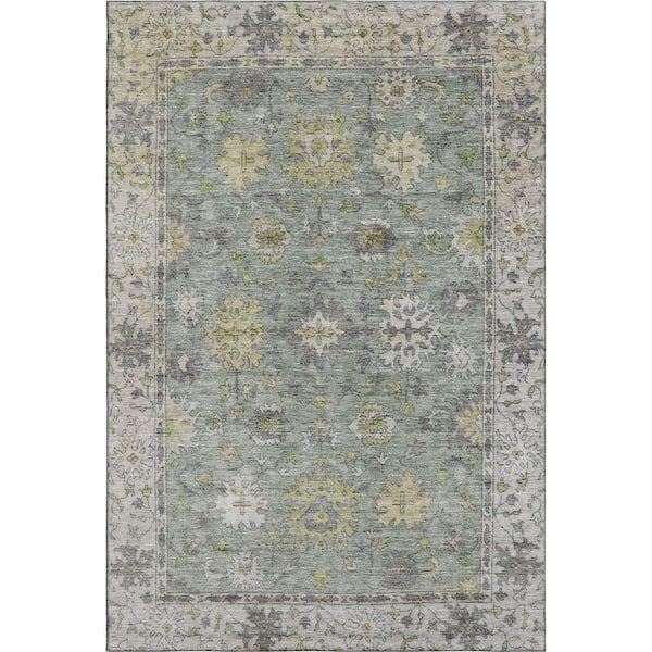 Mayfield Premium Machine Washable Abstract AMF2052 Sage 5 ft. x 7 ft. 6 in. Area Rug