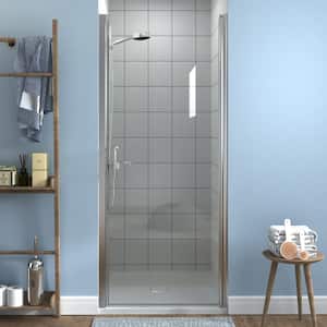 32-33.5 in. W x 72 in. H Fold Pivot Frameless Swing Corner Shower Panel with Shower Door in Chrome with Clear Glass