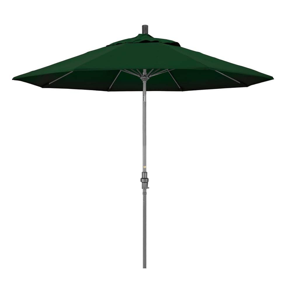 9 ft. Hammertone Grey Aluminum Market Patio Umbrella with Collar Tilt Crank Lift in Hunter Green Pacifica price history on PriceWatchPro