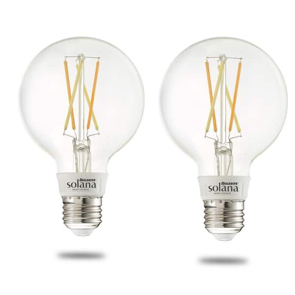 Bulbrite Solana 60-Watt Equivalent G25 LED Smart WIFI Connected LED Light Bulb, Clear (2-Pack)