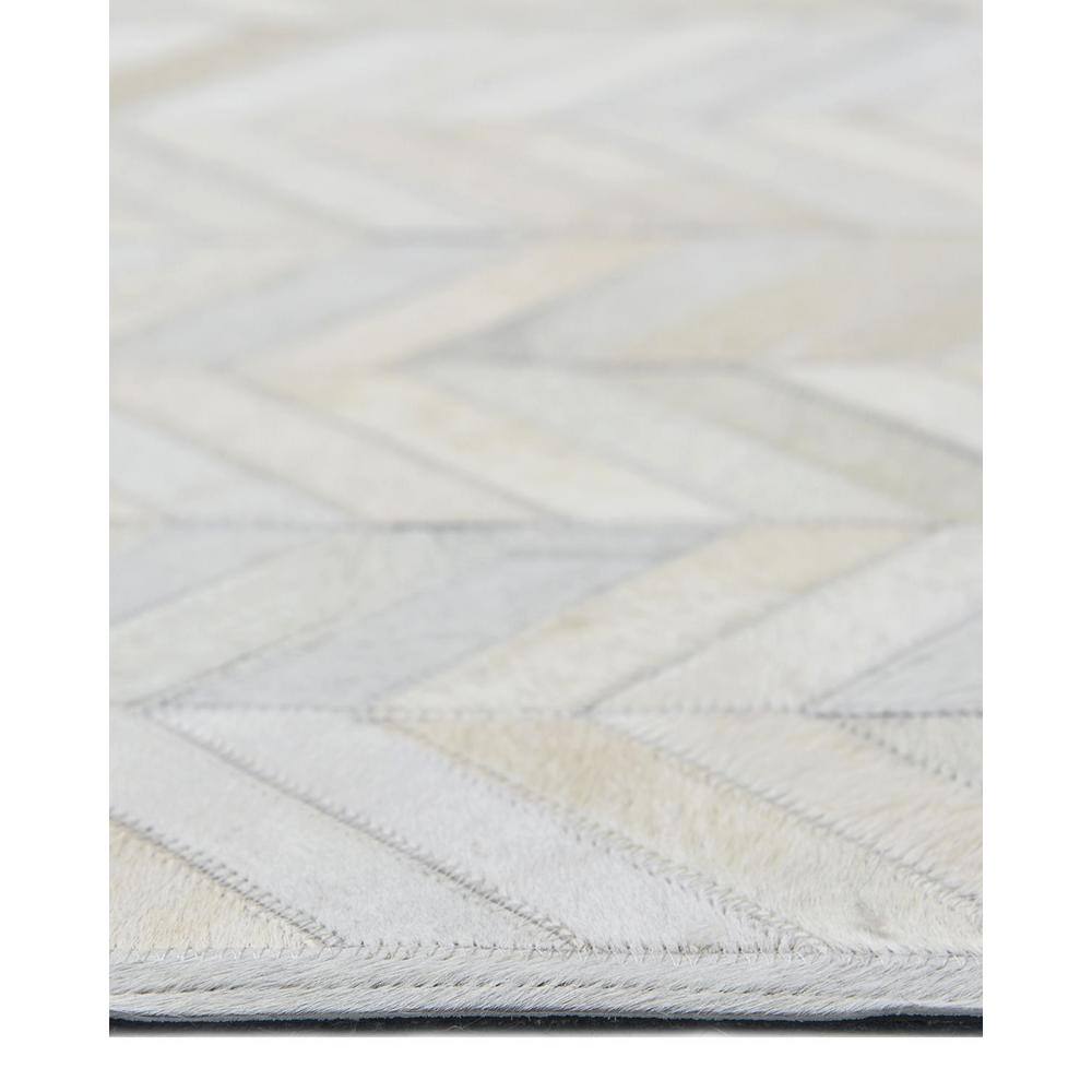 Ivory Chevron Cowhide and Wool 10' x 14' Area Rug