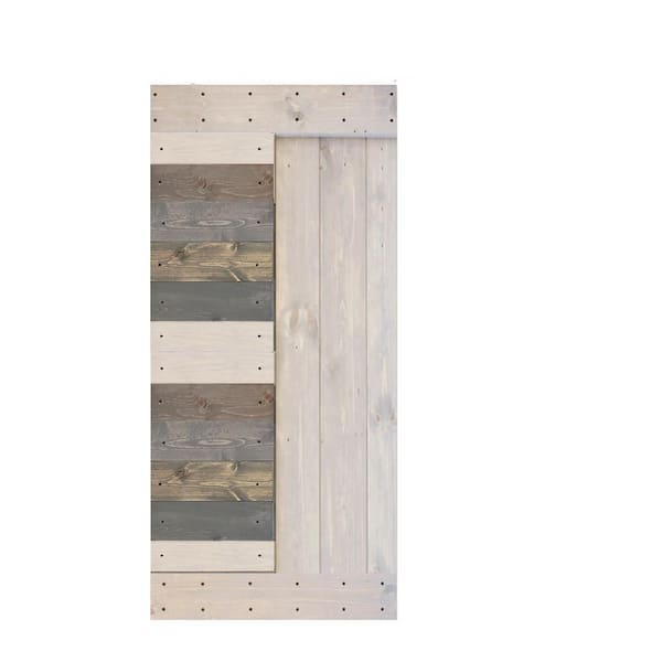 ISLIFE L Series 42 in. x 84 in. Multi-Textured Finished Solid Wood Barn Door Slab - Hardware Kit Not Included