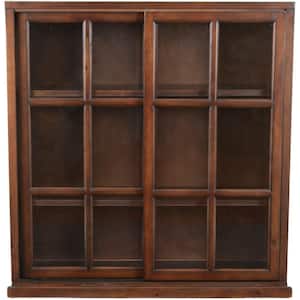 40.2 in. Dark Teak Wood 3-shelf Standard Bookcase with Storage