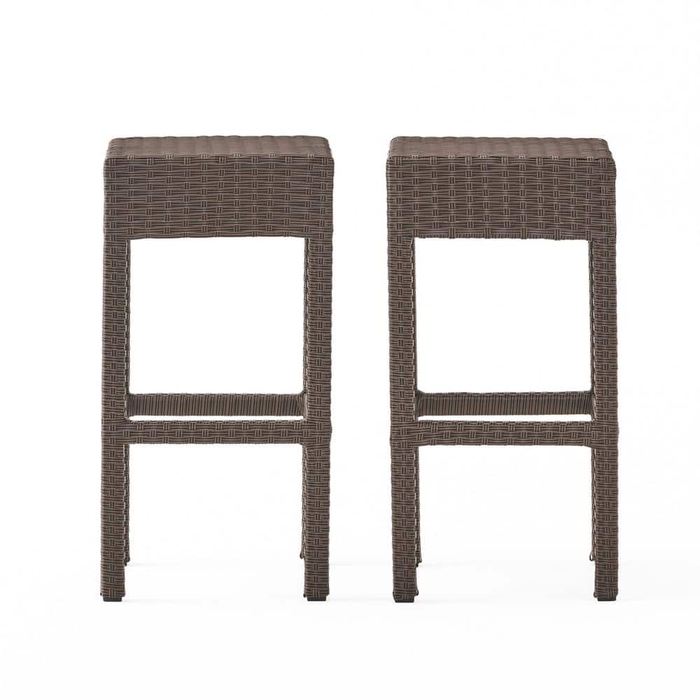 Tatayosi Wicker Outdoor Bar Stool Set of 2, Dark Brown P-DJ