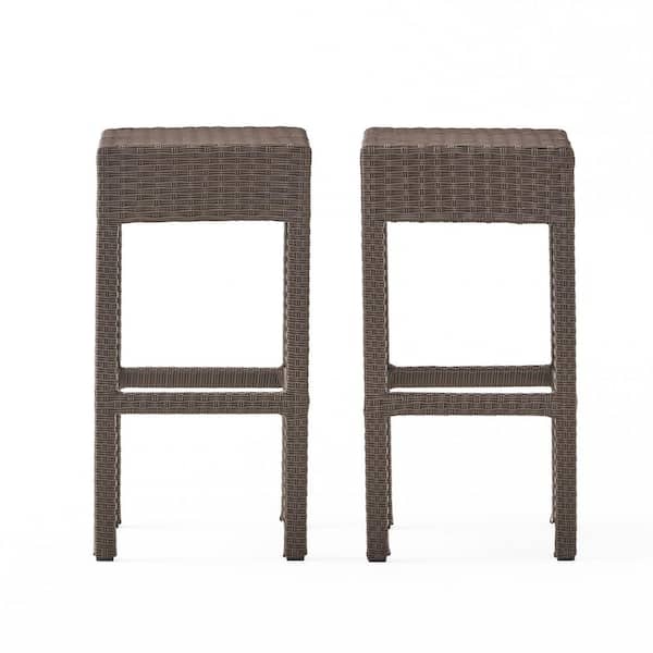 Tatayosi Wicker Outdoor Bar Stool - Set of 2, Dark Brown