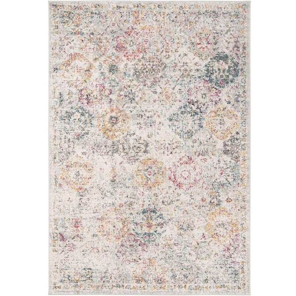 Unbranded Multi-Colored Polypropylene 6 ft. 7 in. x 9 ft. 2 in. Floral Indoor Area Rug