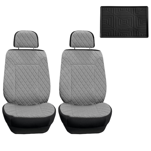 FH Group Universal 47 in. x 23 in. x 1 in. Fit Luxury Front Seat Cushions  with Leatherette Trim for Cars, Trucks, SUVs or Vans DMFB215102BLACK - The  Home Depot