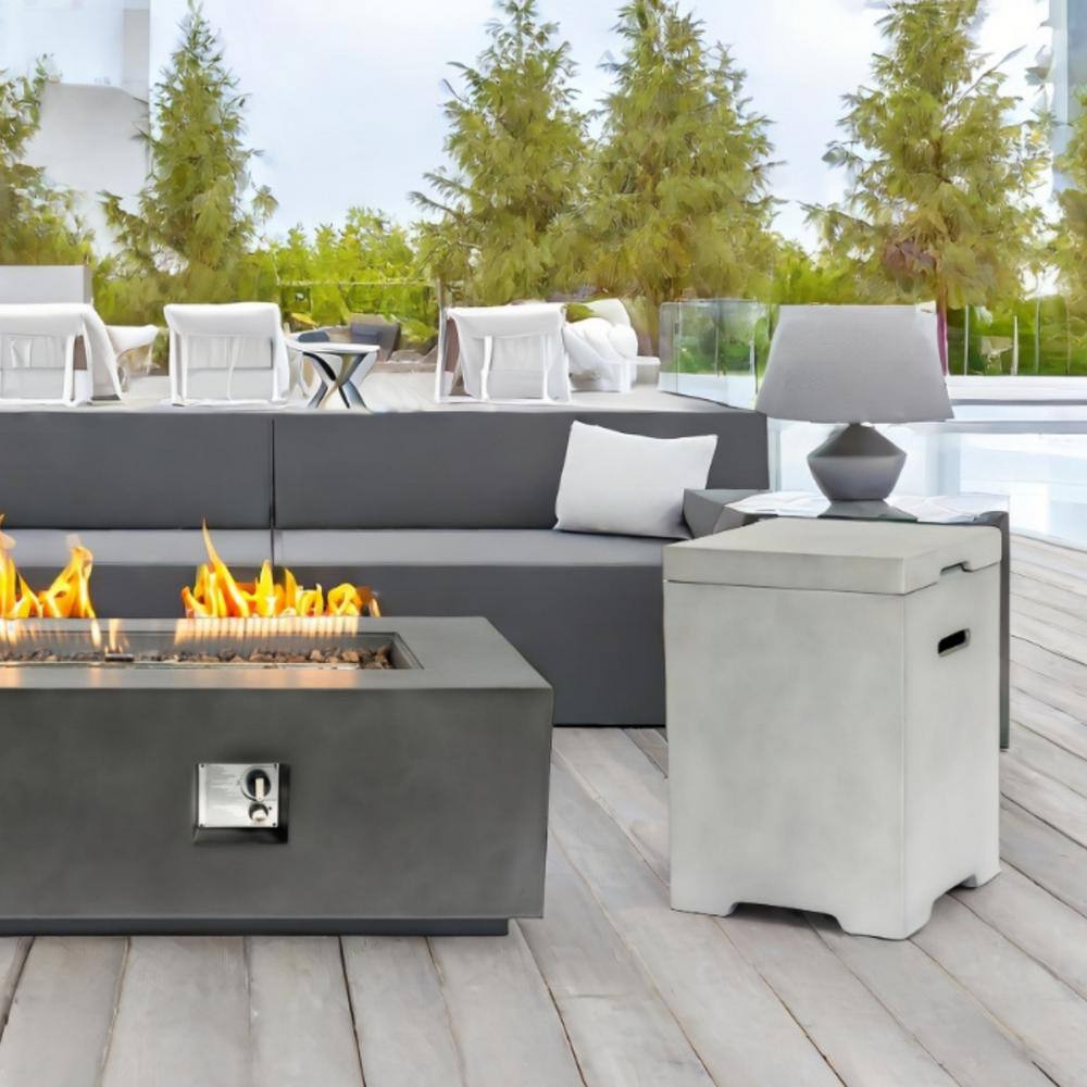 Light Gray Composite Propane Tank Cover Table with Side Handles