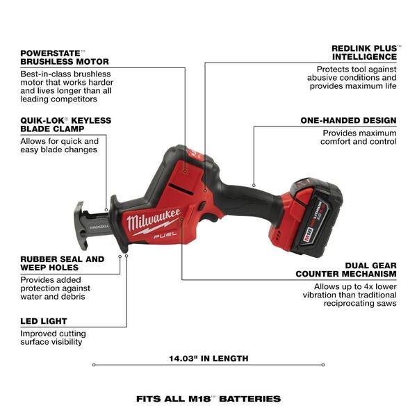 Milwaukee M18 Fuel 18V Lithium-Ion Brushless Cordless Hackzall Reciprocating Saw Kit w/M18 Fuel Hammer Drill/Driver