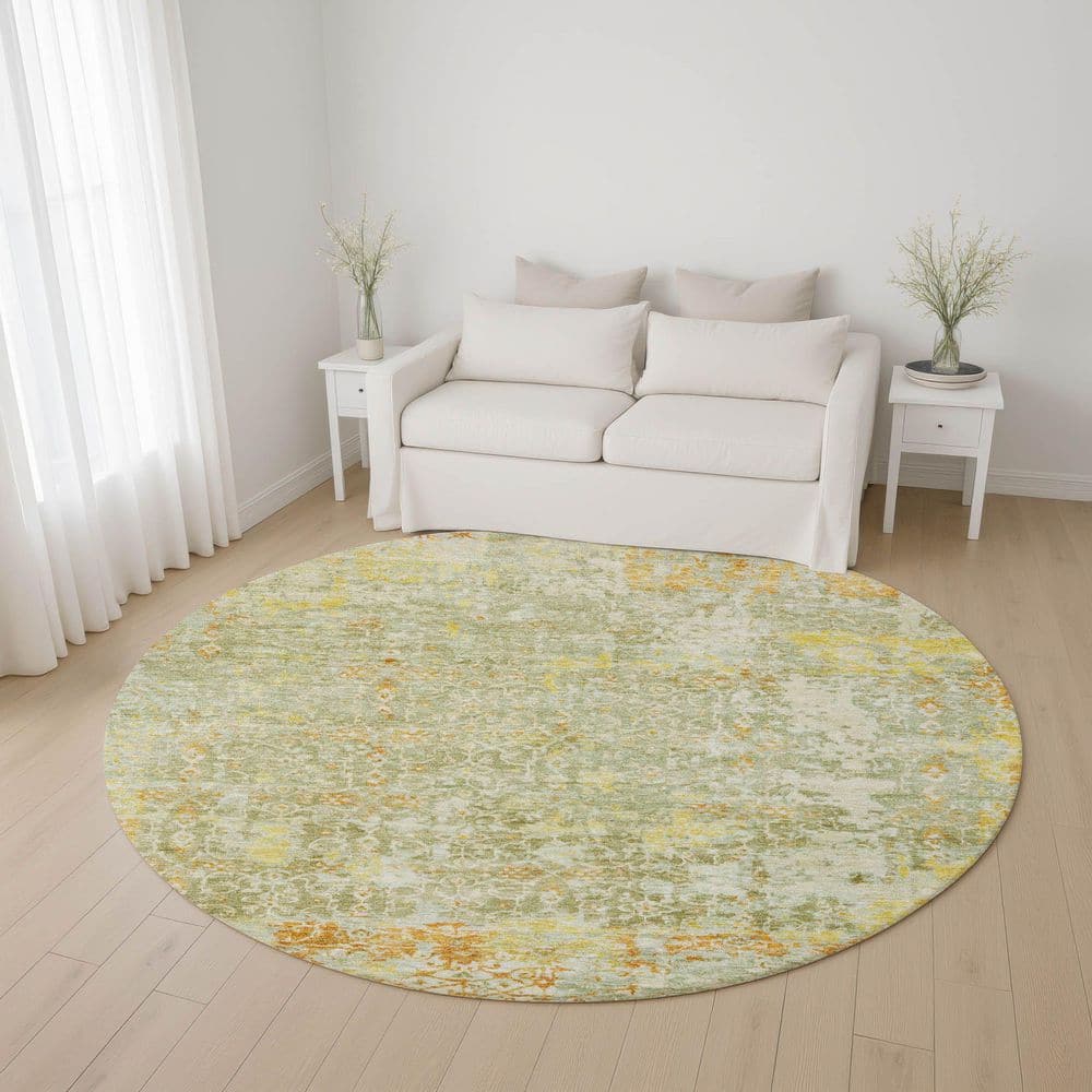 Mayfield Premium Machine Washable Abstract AMF1752 Sage 8 ft. x 8 ft. Round Rug price history on PriceWatchPro