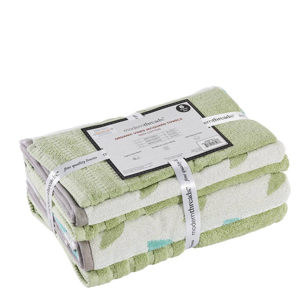 Sage Green Organic Cotton 6-Piece Towel Set