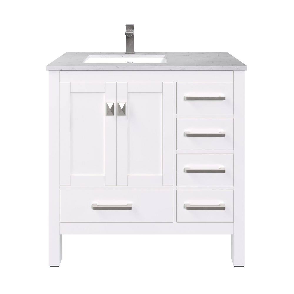 White 36" Freestanding Bathroom Vanity with Quartz Top