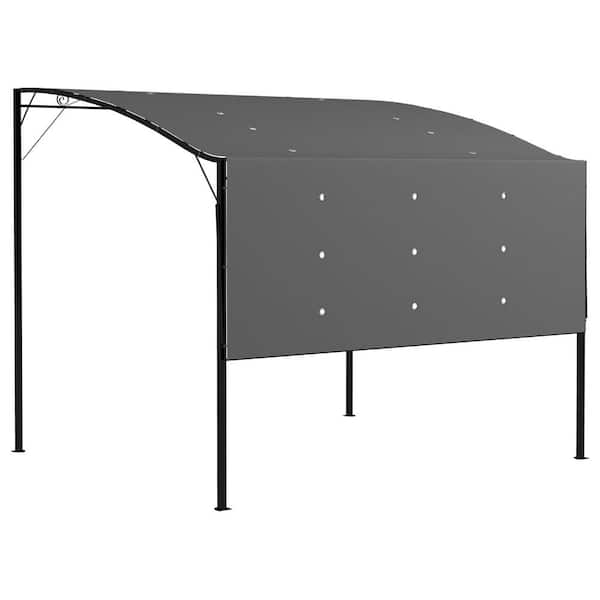 Outdoor 10 ft. x 8 ft. Dark Gray Pergola Gazebo, Polyester Fabric and Steel Frame, Extendable Side Awning for Garden