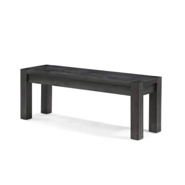 Benjara Dark Gray Backless Bedroom Dining Bench with Block Legs 49 in.