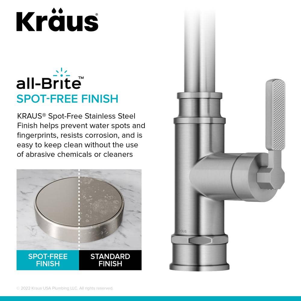 Allyn Spot-Free Stainless Steel Pull-Down Single Handle Kitchen Faucet