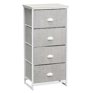 4-Drawer Gray Fabric Storage Tower Unit Nightstand with Drawers