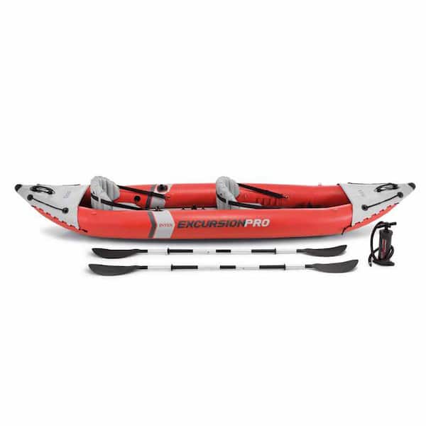 Intex Red Excursion Pro Inflatable 2-Person Vinyl Kayak with Oars