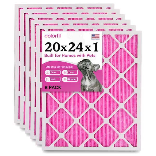 20 in. x 24 in. x 1 in. Odor Removal and Color Changing Pleated Furnace Air Filter, MERV 8 (6-Pack)