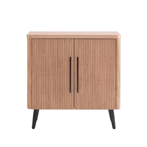 Manhattan Comfort Jodie Maple 32 in. H Mid-Century Modern Accent Cabinet with 2 Shelves