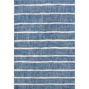 Colonia Berber Stripe Blue/Ivory 3 ft. x 5 ft. Indoor/Outdoor Area Rug