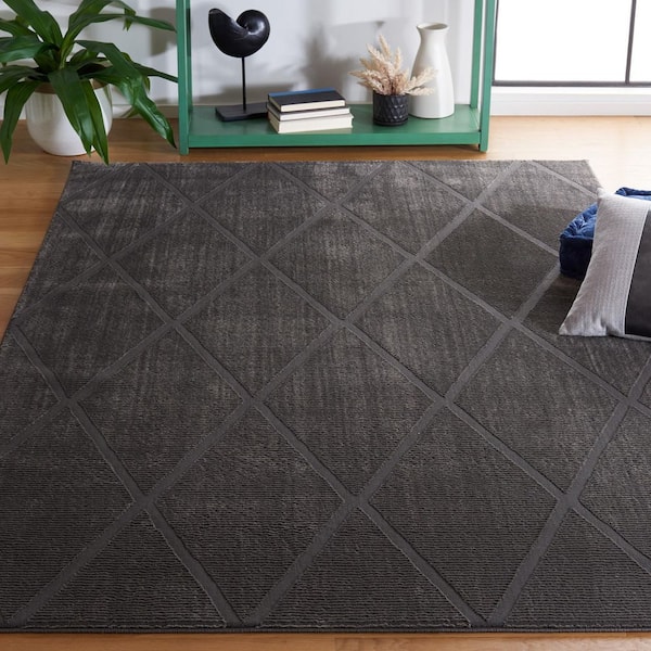 Revive 7 ft. x 7 ft. Charcoal Diamond Solid Square Area Rug