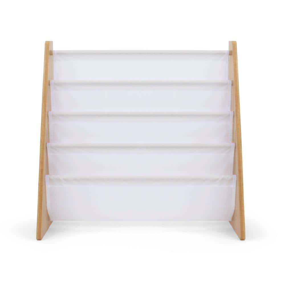 Adjustable White Fabric and Wood Kids Book Rack