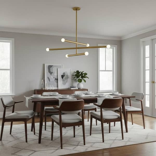 Millie 6-Light Lacquered Brass Convertible Linear Pendant Light