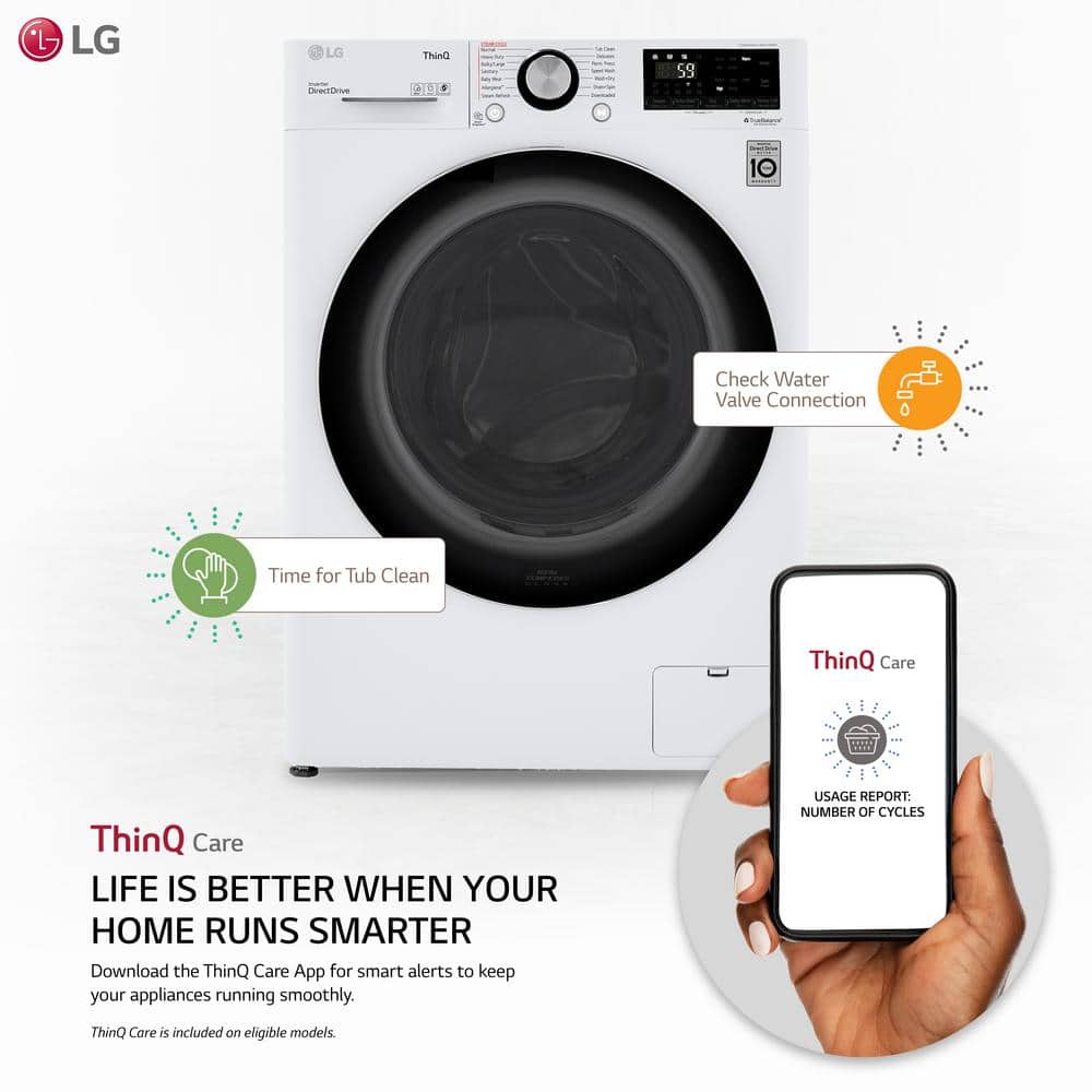 LG 24 Inch White Smart All-In-One Washer Dryer Combo