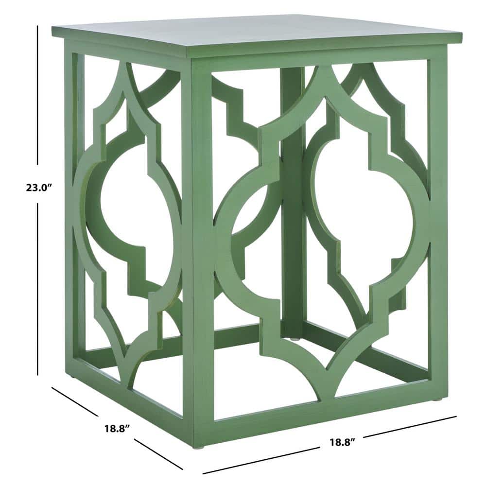 Milo Green Metal and Wood Quatrefoil End Table 26"