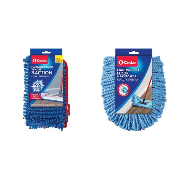 Hardwood Floor 'N More 3-Action Mop Head and Baseboard Mop Head Replacement, Microfiber Refill (1-Pack) Combo