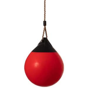 Red Playground Hanging Adjustable Ball Swing, Inflatable Heavy-Duty Rubber Round Specialty Swing Ball, Pump Included