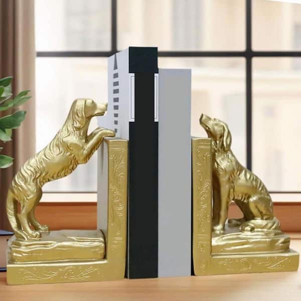 Vintage Gold Dog Resin Bookend 2 Pack HDFH5PSJMK - The Home Depot