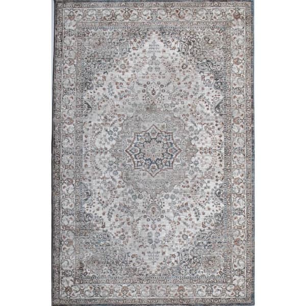 BASHIAN Legacy Ivory 5 ft. x 8 ft. Geometric Transitional Area Rug