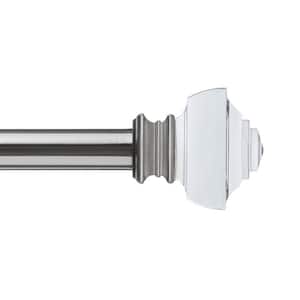 36 in. - 72 in. Adjustable Single Curtain Rod 1 in. Dia. in Brushed Nickel with Crystal Square finials