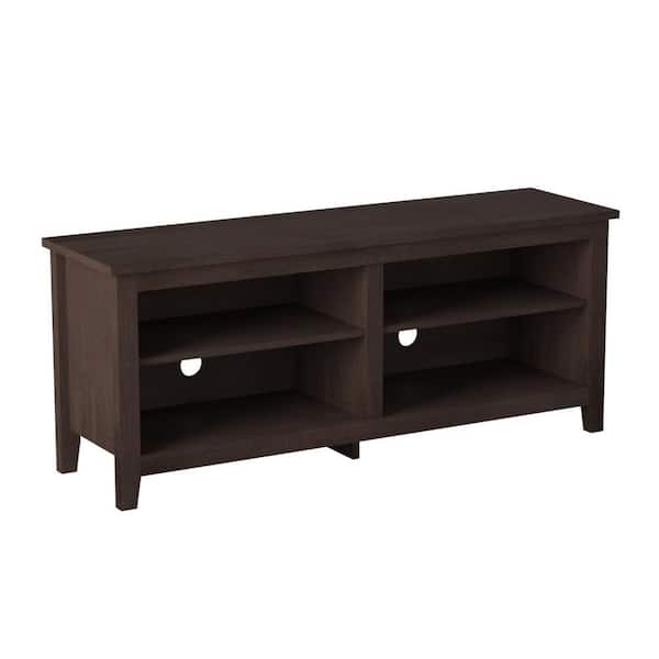 Columbus 58 in. Espresso MDF TV Stand 60 in. with Adjustable Shelves