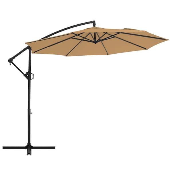 wikiwiki 10 ft. Patio Offset Umbrella Outdoor Cantilever Umbrella Tan
