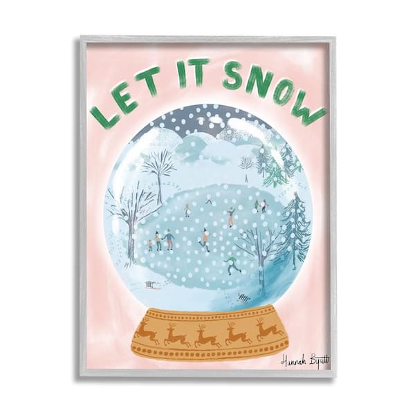 Stupell Industries Let It Snow Globe by Hannah Byatt 1-Piece Framed Graphic Print People Poster Art Print 14 in. x 11 in.