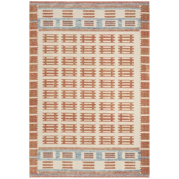 Nourison Nordic Ivory Rust 5 ft. x 7 ft. Linear Contemporary Area Rug