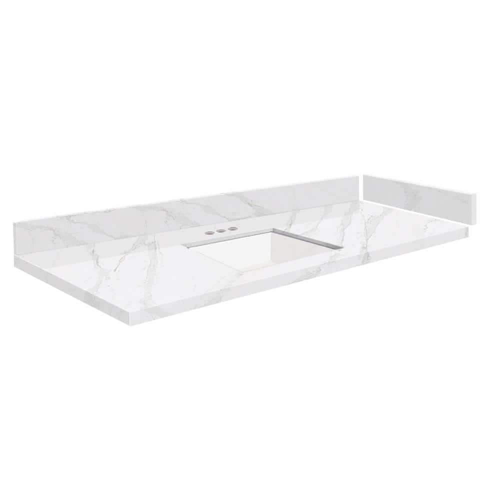 Silestone 49.25 in. W x 22.25 in. D Quartz White Rectangular Single Sink Vanity Top in Calacatta Gold price history on PriceWatchPro