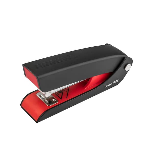 Arrow Compact Stapler, 25-Sheet, w/210 Staples & Alignment Guide-Office, Home, Classroom, Black/Red
