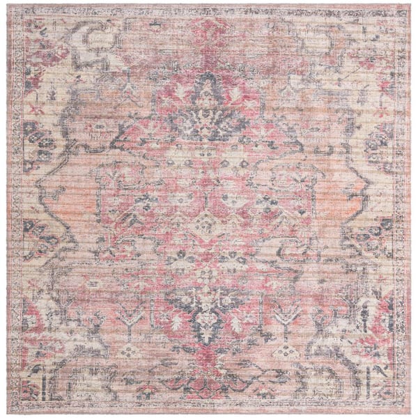 Nostalgia Meknes Beige Pink 7 ft. Square Machine Washable Area Rug