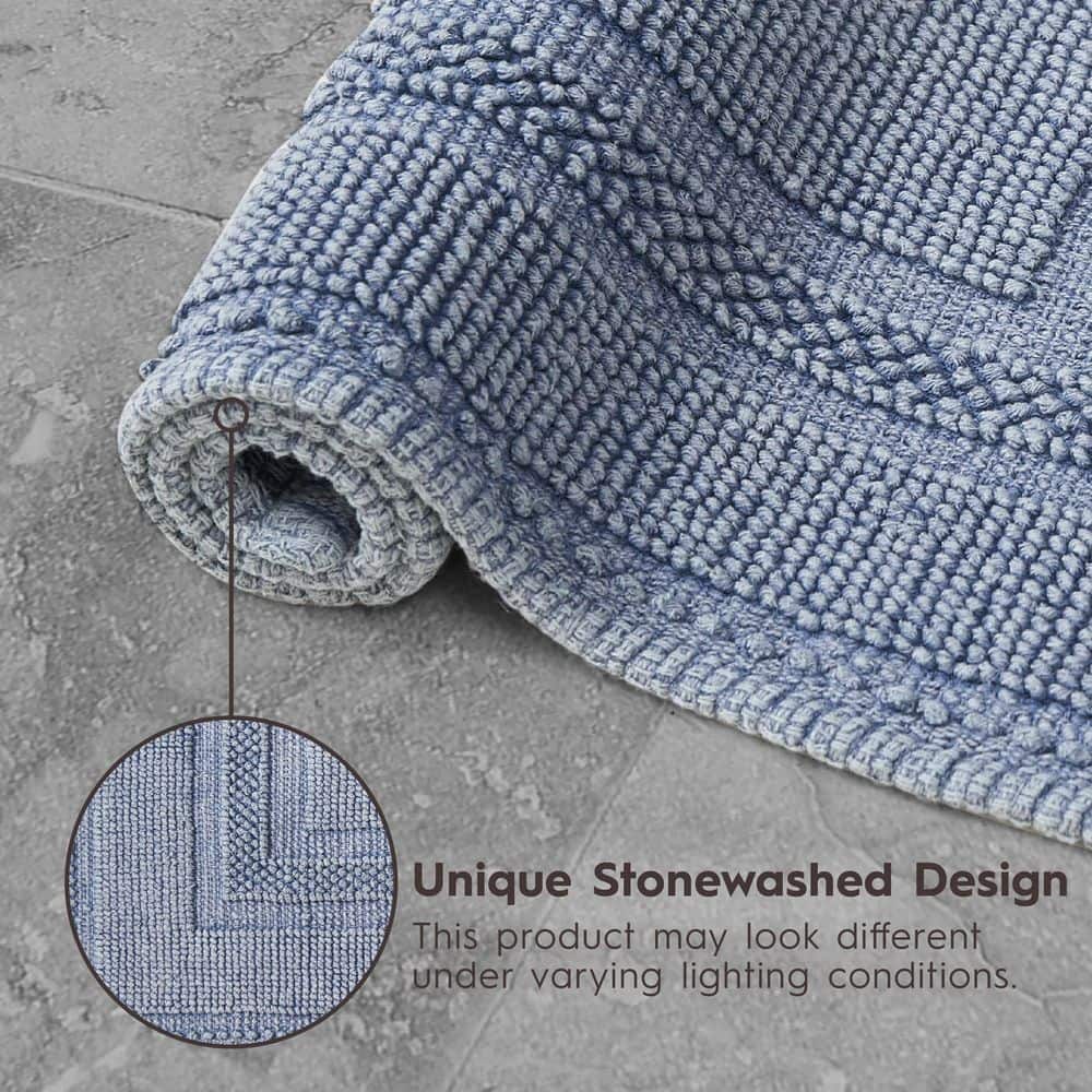 Stonewashed Chic Gray Blue Cotton Bath Rug Set, 2-Piece