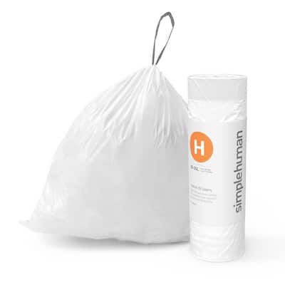 Plasticplace 25.25 in. x 32.75 in.13-17 Gallon l White Drawstring Garbage  Liners Simplehuman Code Q-Compatible (200-Count) TRA260WH - The Home Depot