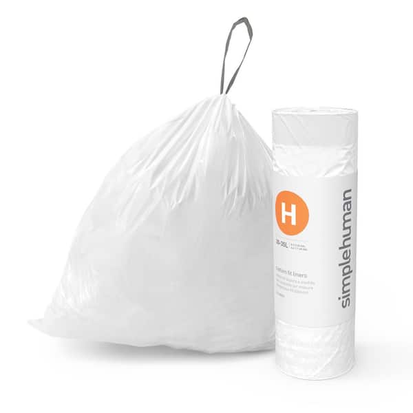 8-9 Gal. (30-35 l), White - 240 Liners Code H Custom Fit Drawstring Trash  Bags