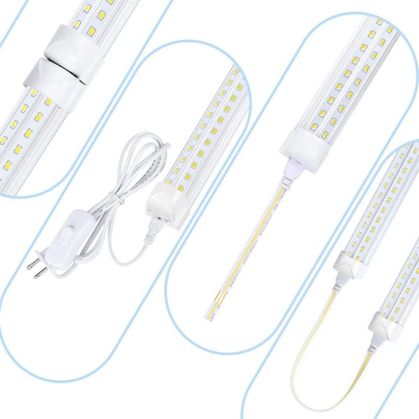 8ft 90-Watt LED Shop Light, 10000LM 6500K Tube Light, Clear Cover